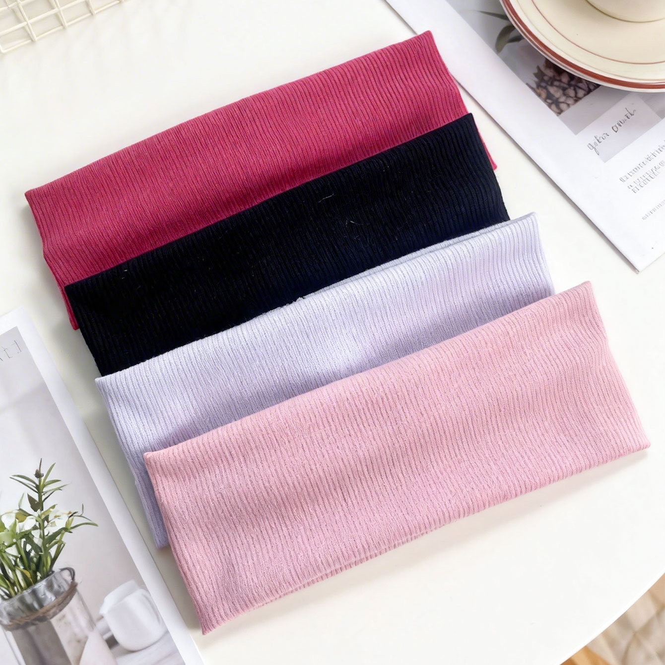4pcs Wide ribbed elastic headb - огляд і ціна Women'S Yoga Accessories