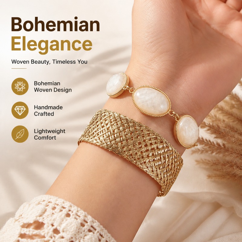 Bohemian Woven Resin Oval Brac - огляд і ціна Resin Bangle Bracelet