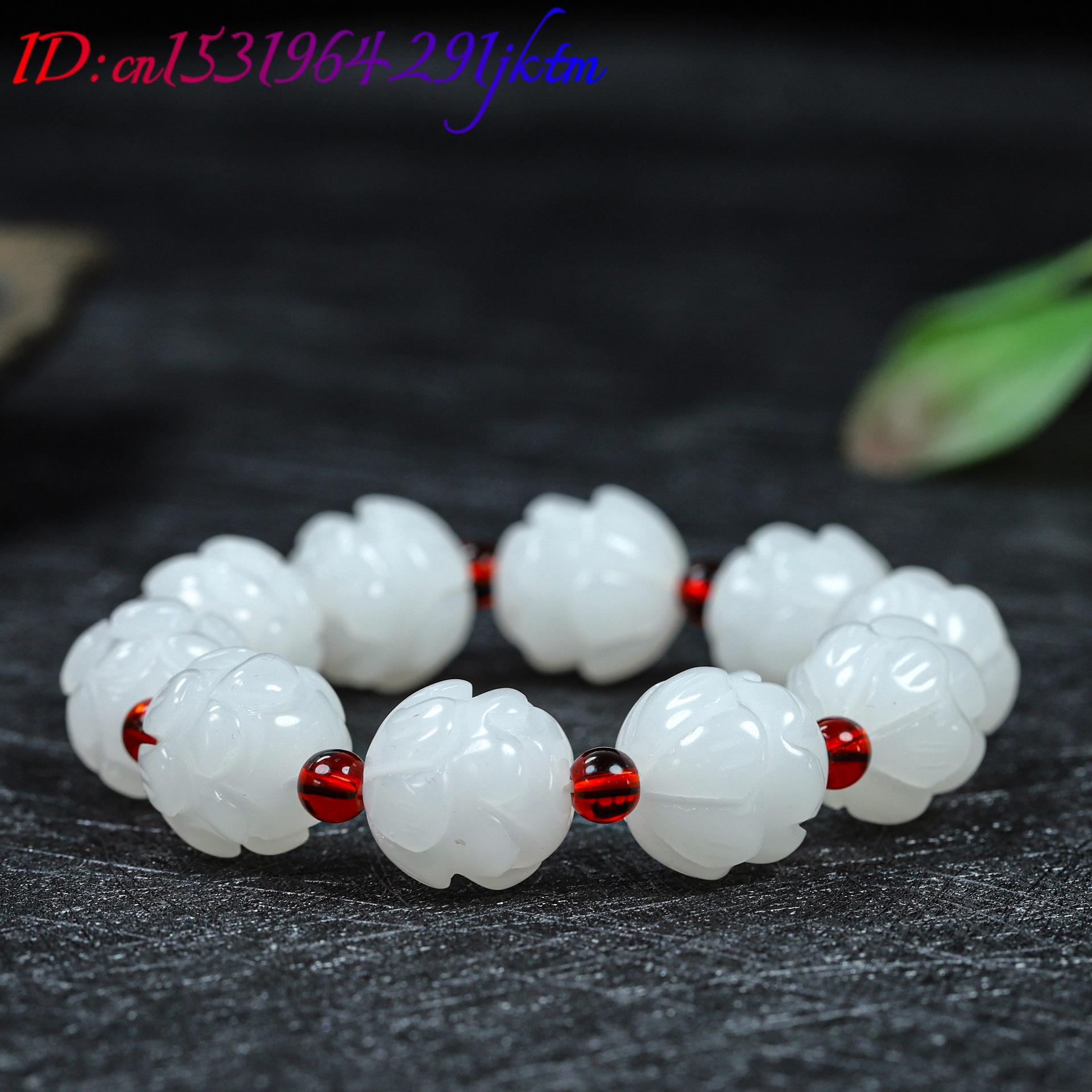 White Real Jade Lotus Bracelet - огляд і ціна Woman Accessory
