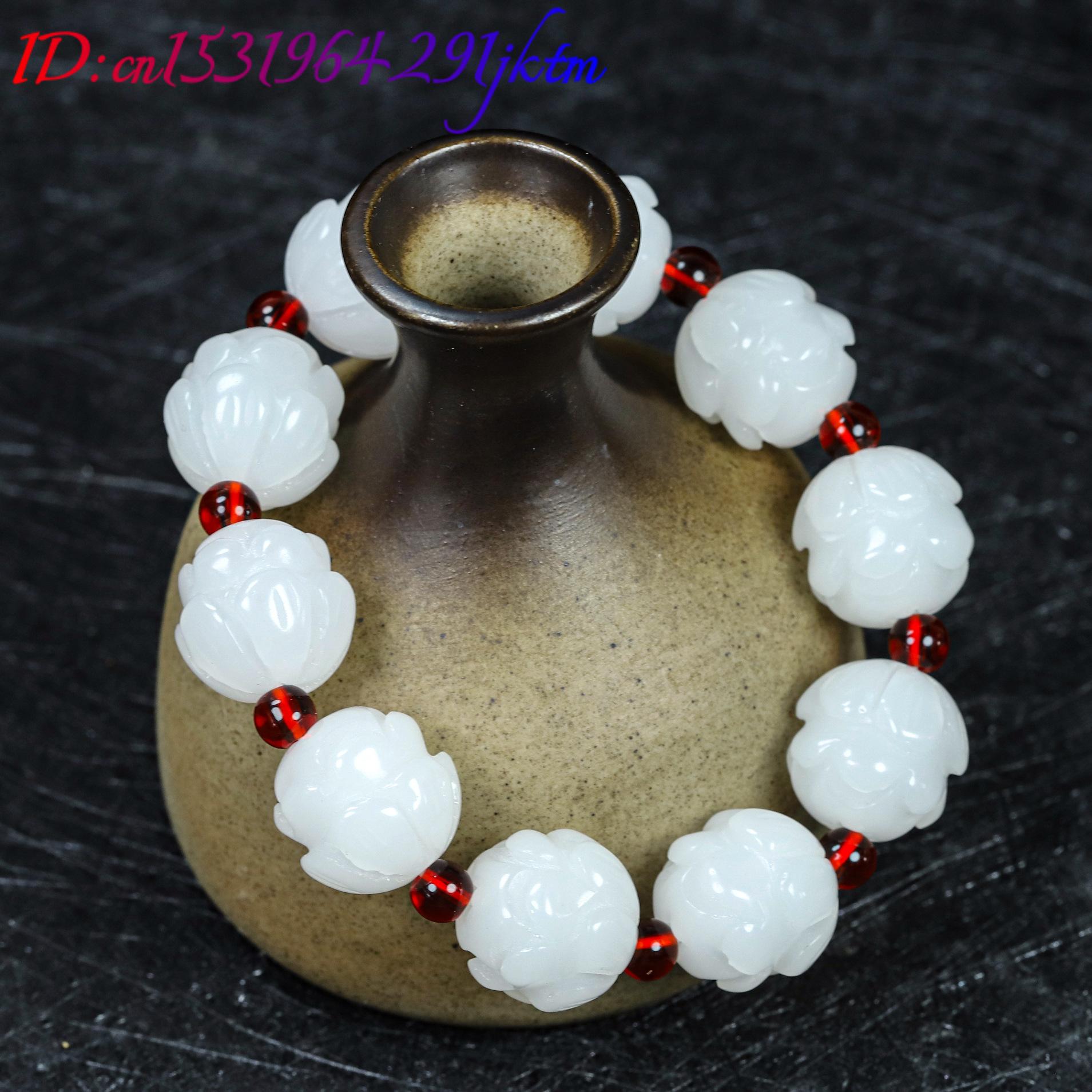 White Real Jade Lotus Bracelet - огляд і ціна Woman Accessory